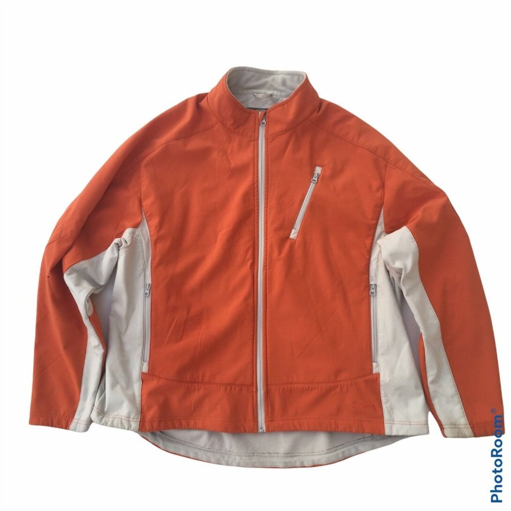 CABELA'S Mens 2XL Soft Shell Jacket Full Zip Orange & Tan